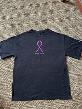 Bauer Black Short-Sleeve Tee with Pink Ribbon Graphic